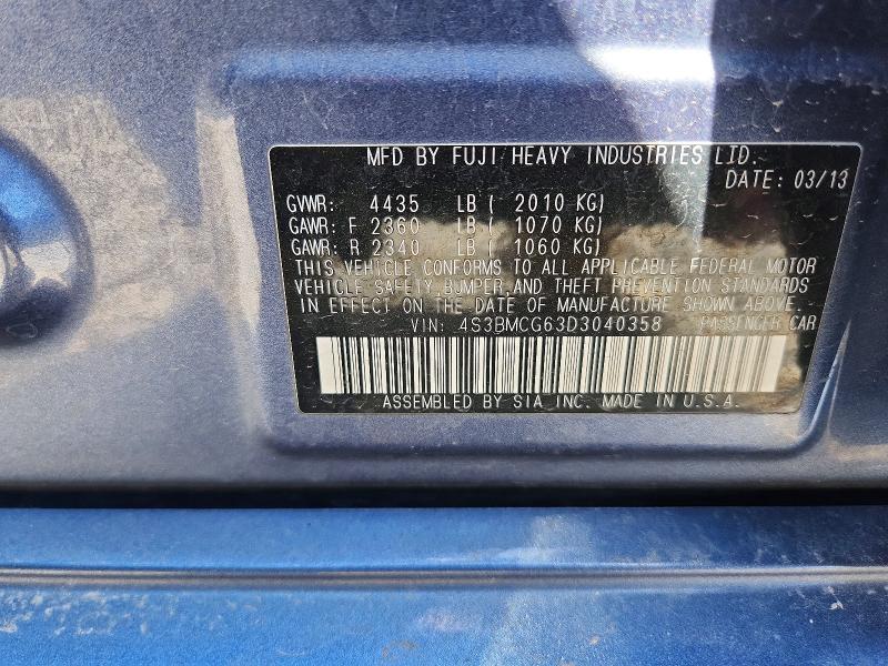 54489976 :رقم المزاد ، 4S3BMCG63D3040358 vin ، 2013 Subaru Legacy مزاد بيع