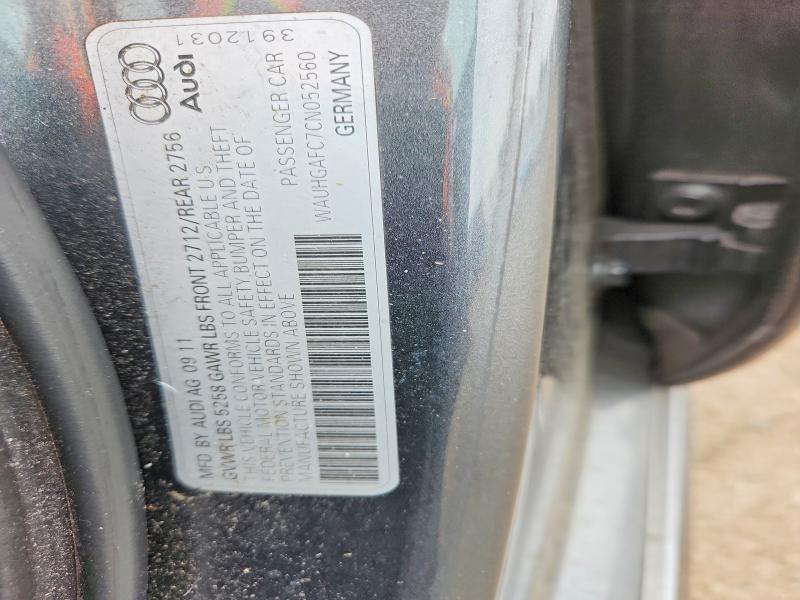 2012 Audi A6 მანქანა იყიდება აუქციონზე, vin: WAUHGAFC7CN052560, აუქციონის ნომერი: 54167756