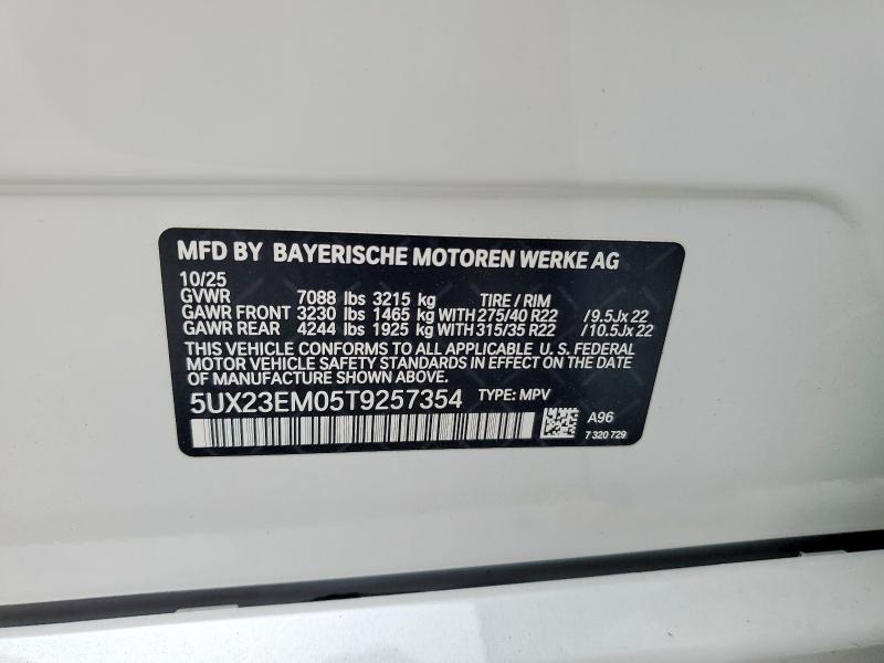 53422676 :رقم المزاد ، 5UX23EM05T9257354 vin ، 2026 Bmw X7 مزاد بيع