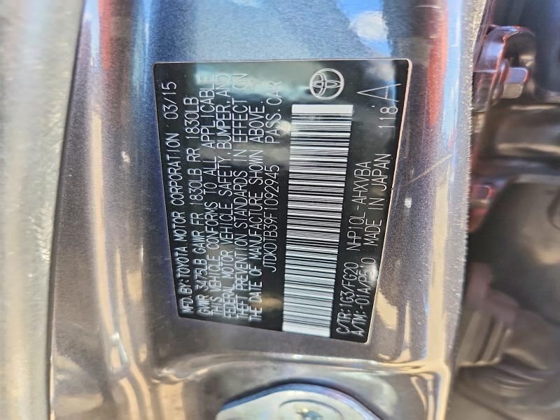 55384546 :رقم المزاد ، JTDKDTB39F1092945 vin ، 2015 Toyota Prius C مزاد بيع