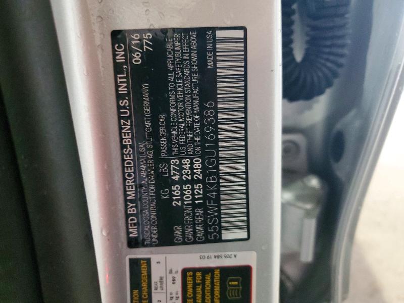 Aukcja sprzedaży 2016 Mercedes-benz C300, vin: 55SWF4KB1GU169386, numer aukcji: 54622986