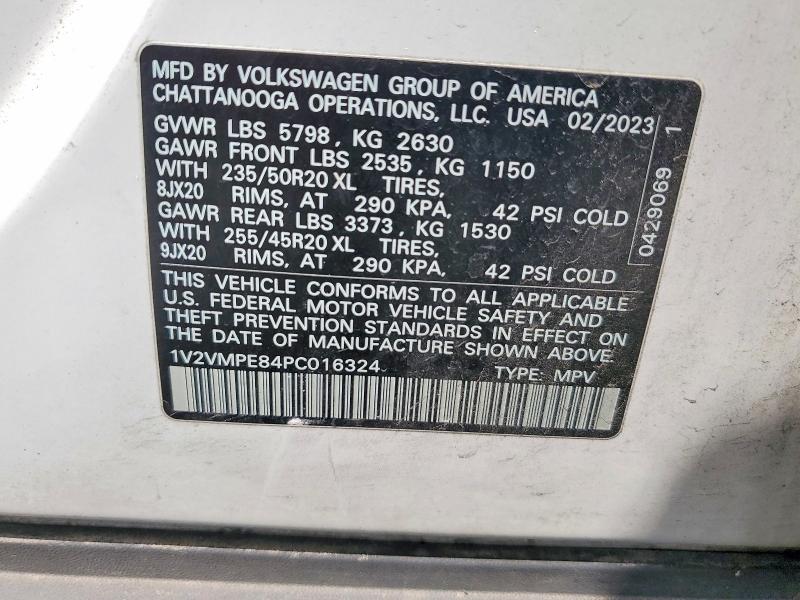 52299596 :رقم المزاد ، 1V2VMPE84PC016324 vin ، 2023 Volkswagen Id.4 مزاد بيع