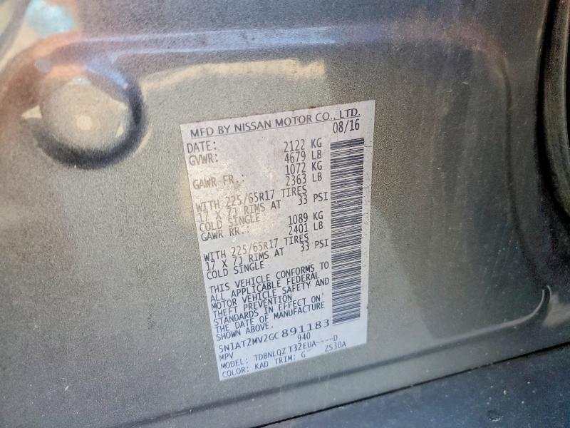 Продаж на аукціоні авто 2016 Nissan Rogue, vin: 5N1AT2MV2GC891183, номер лоту: 55042986