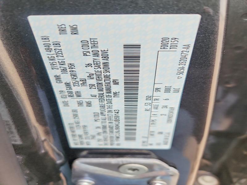 2019 Ford Escape მანქანა იყიდება აუქციონზე, vin: 1FMCU9J90KUB59143, აუქციონის ნომერი: 52150966