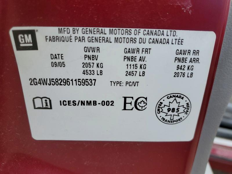 2006 Buick Allure მანქანა იყიდება აუქციონზე, vin: 2G4WJ582961159537, აუქციონის ნომერი: 51371006