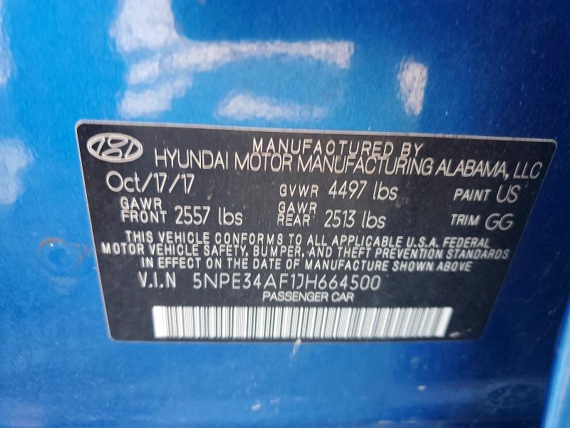 54647506 :رقم المزاد ، 5NPE34AF1JH664500 vin ، 2018 Hyundai Sonata مزاد بيع
