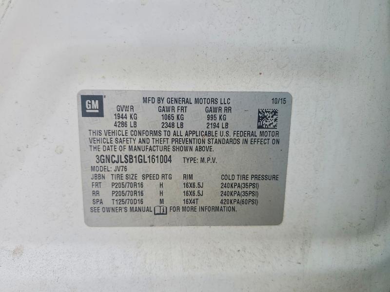 Продаж на аукціоні авто 2016 Chevrolet Trax, vin: 3GNCJLSB1GL161004, номер лоту: 53844026