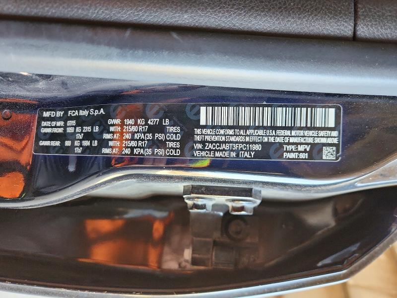 Продажа на аукционе авто 2015 Jeep Renegade, vin: ZACCJABT3FPC11980, номер лота: 52727136