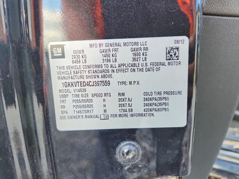 Aukcja sprzedaży 2012 Gmc Acadia, vin: 1GKKVTED4CJ397559, numer aukcji: 52119256