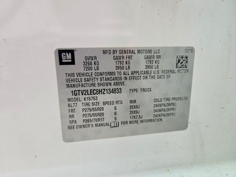 Продажа на аукционе авто 2017 Gmc Sierra, vin: 1GTV2LEC8HZ134833, номер лота: 51786876