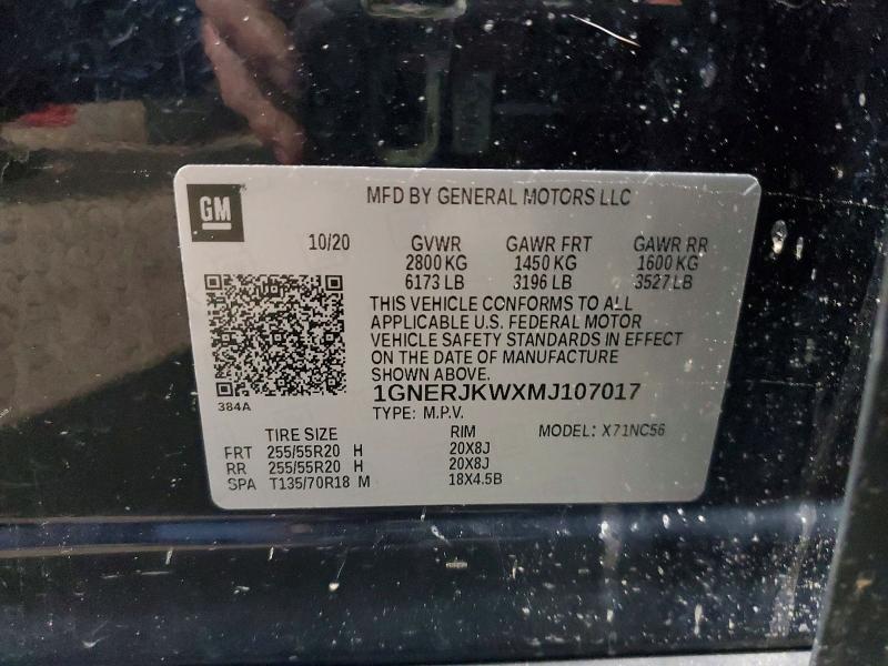 2021 Chevrolet Traverse მანქანა იყიდება აუქციონზე, vin: 1GNERJKWXMJ107017, აუქციონის ნომერი: 52212396