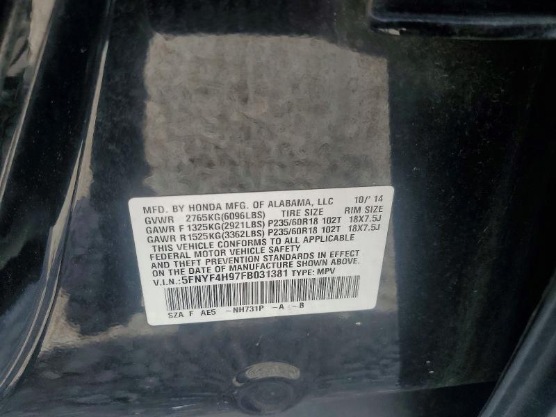 54499866 :رقم المزاد ، 5FNYF4H97FB031381 vin ، 2015 Honda Pilot مزاد بيع