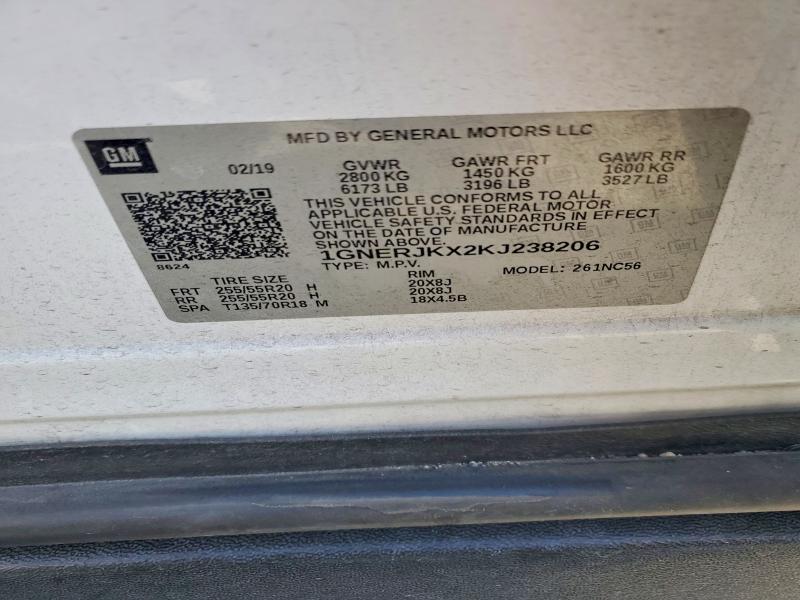 Aukcja sprzedaży 2019 Chevrolet Traverse, vin: 1GNERJKX2KJ238206, numer aukcji: 54913866