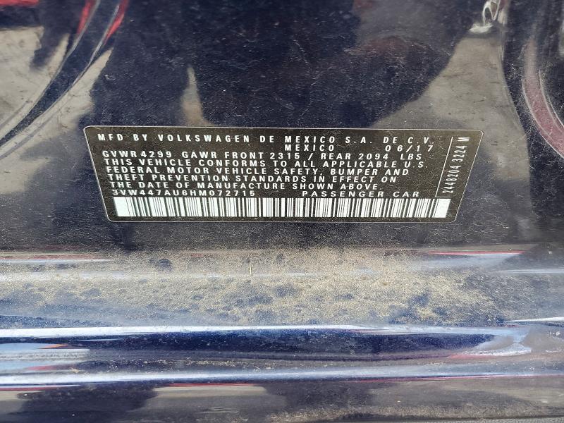 2017 Volkswagen Gti მანქანა იყიდება აუქციონზე, vin: 3VW447AU6HM072715, აუქციონის ნომერი: 55319926