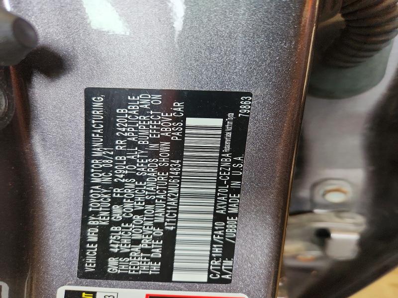 Aukcja sprzedaży 2021 Toyota Camry, vin: 4T1C11AK2MU614834, numer aukcji: 54185476