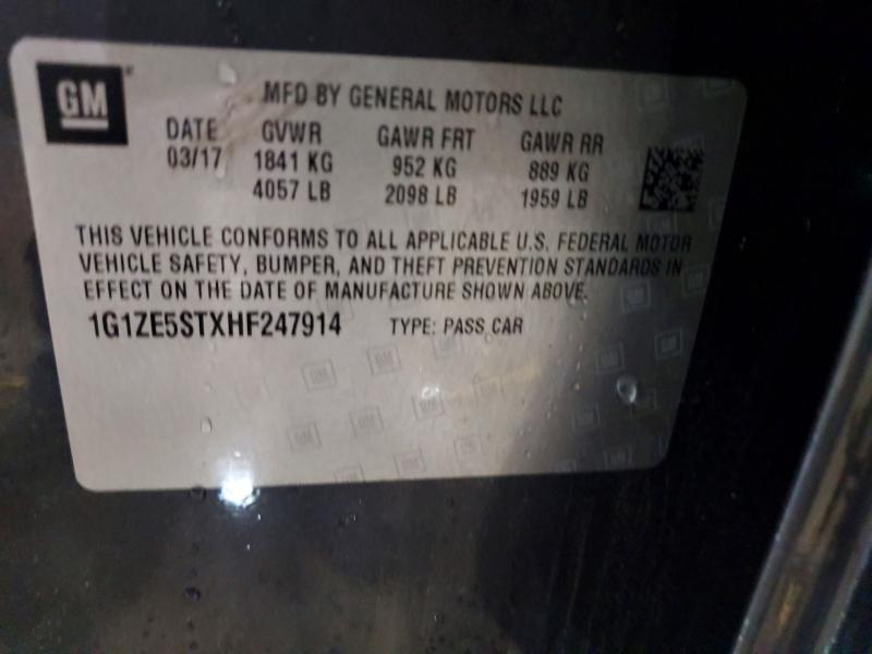 2017 Chevrolet Malibu მანქანა იყიდება აუქციონზე, vin: 1G1ZE5STXHF247914, აუქციონის ნომერი: 54666866