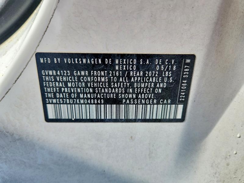 Продаж на аукціоні авто 2019 Volkswagen Jetta, vin: 3VWE57BU7KM048849, номер лоту: 53520976