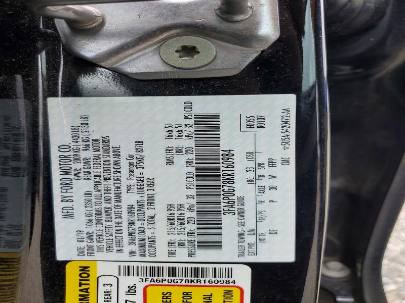 Aukcja sprzedaży 2019 Ford Fusion, vin: 3FA6P0G78KR160984, numer aukcji: 54016146