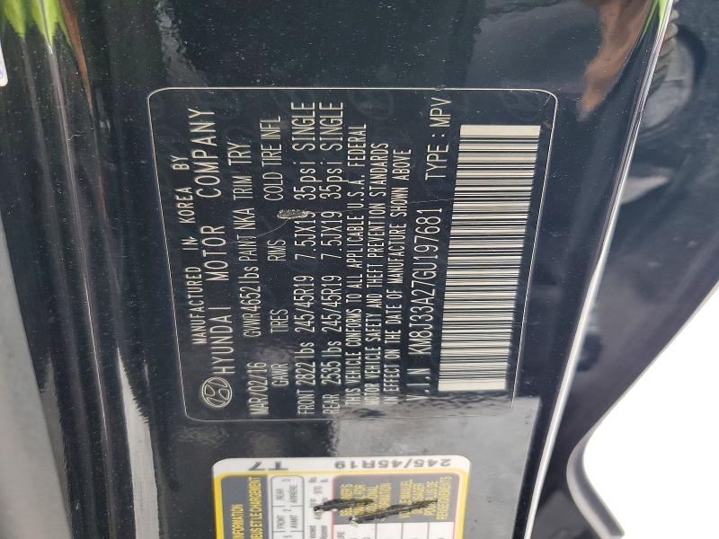 Aukcja sprzedaży 2016 Hyundai Tucson, vin: KM8J33A27GU197681, numer aukcji: 53234696