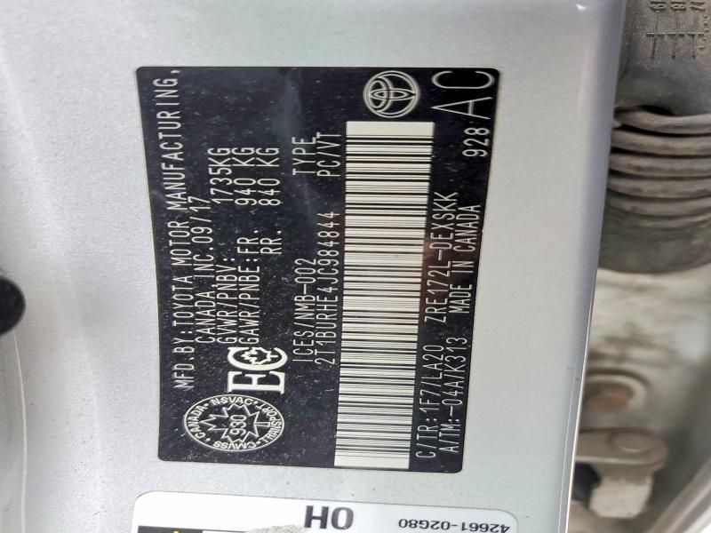 53067466 :رقم المزاد ، 2T1BURHE4JC984844 vin ، 2018 Toyota Corolla مزاد بيع