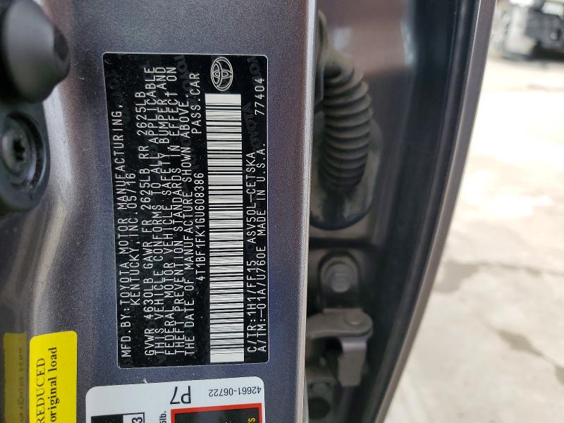 Продажа на аукционе авто 2016 Toyota Camry, vin: 4T1BF1FK1GU608386, номер лота: 50498936