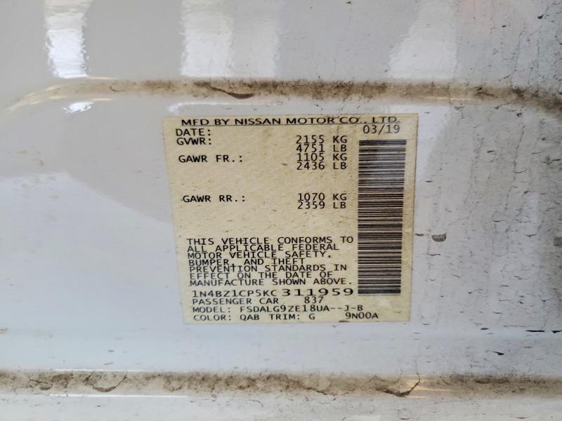 Aukcja sprzedaży 2019 Nissan Leaf, vin: 1N4BZ1CP5KC311959, numer aukcji: 53229906