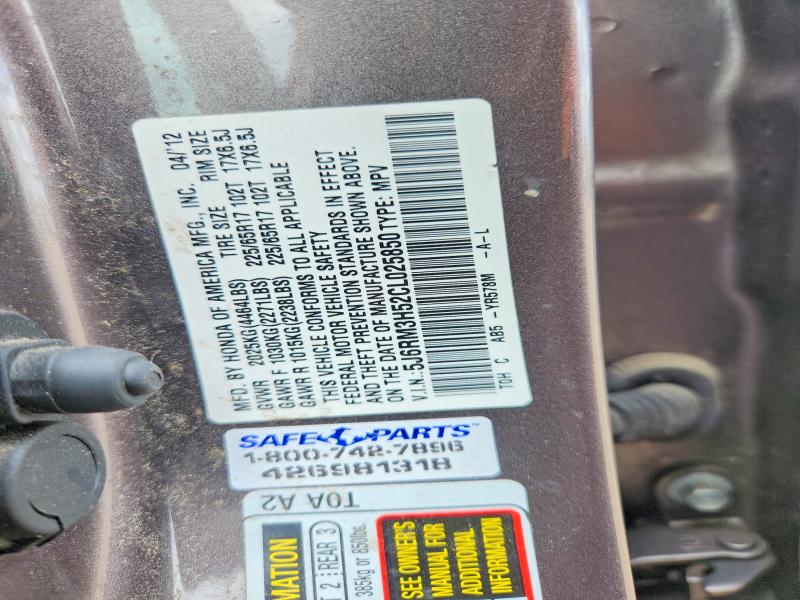 Aukcja sprzedaży 2012 Honda Cr-v, vin: 5J6RM3H52CL025850, numer aukcji: 54199936