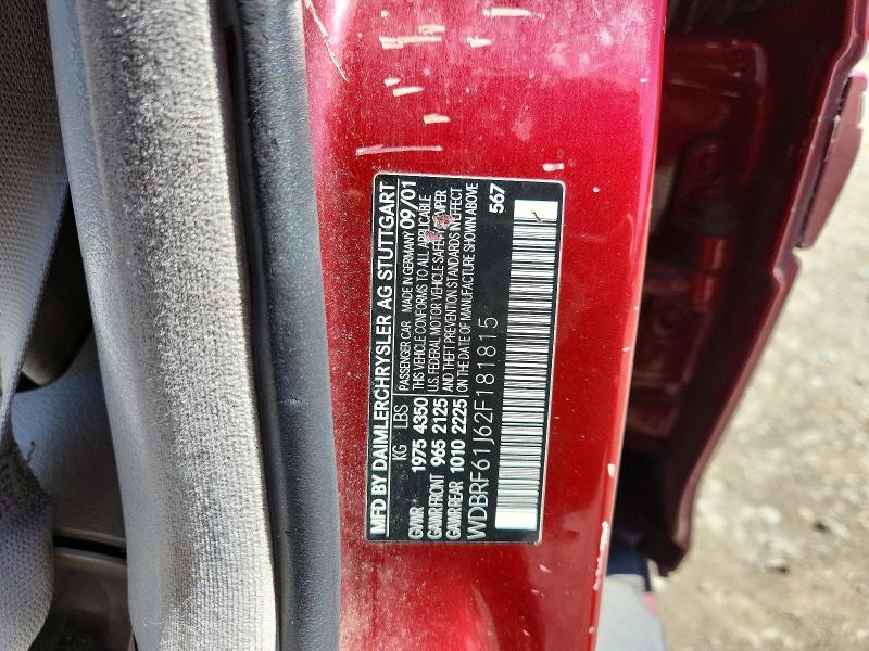 Aukcja sprzedaży 2002 Mercedes-benz C, vin: WDBRF61J62F181815, numer aukcji: 51871486