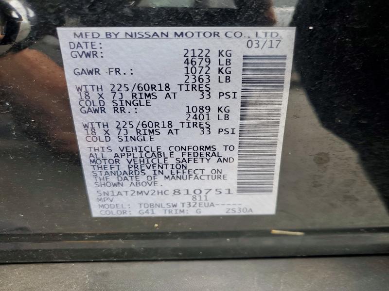Aukcja sprzedaży 2017 Nissan Rogue, vin: 5N1AT2MV2HC810751, numer aukcji: 51886766