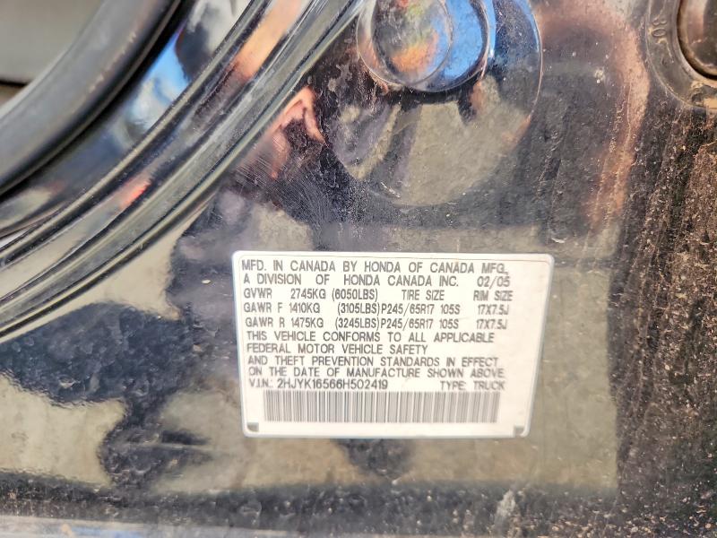 52563636 :رقم المزاد ، 2HJYK16566H502419 vin ، 2006 Honda Ridgeline مزاد بيع