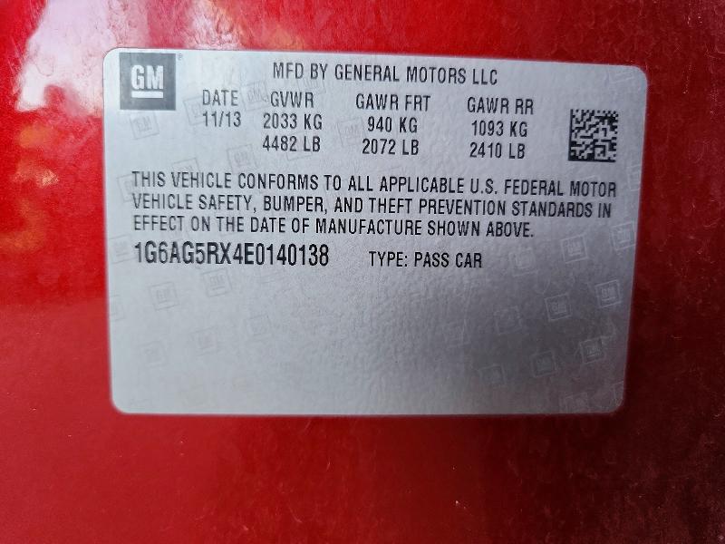 Продажа на аукционе авто 2014 Cadillac Ats, vin: 1G6AG5RX4E0140138, номер лота: 52156086