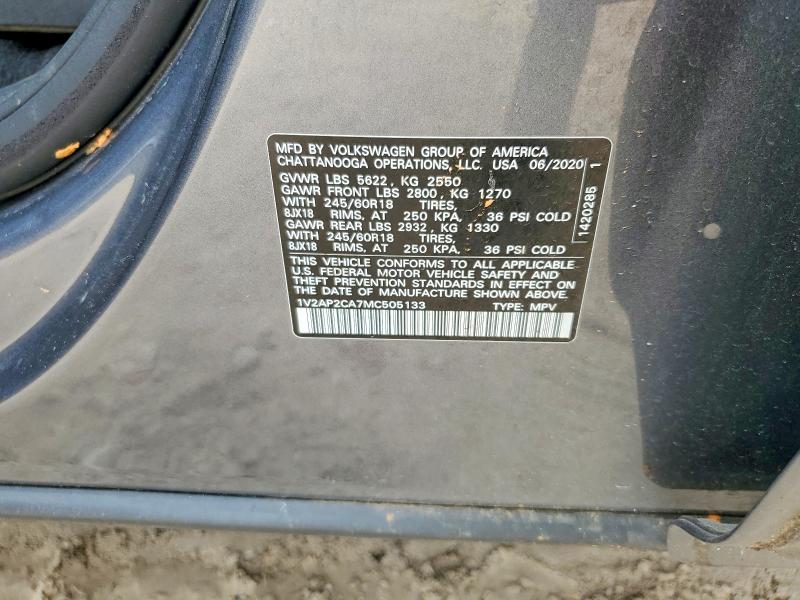 Aukcja sprzedaży 2021 Volkswagen Atlas, vin: 1V2AP2CA7MC505133, numer aukcji: 54411186