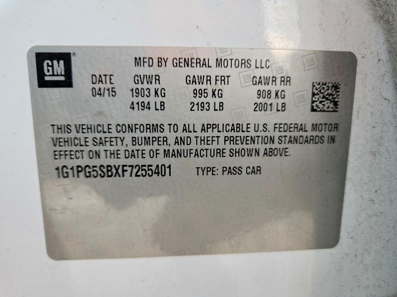 Продажа на аукционе авто 2015 Chevrolet Cruze, vin: 1G1PG5SBXF7255401, номер лота: 54764806
