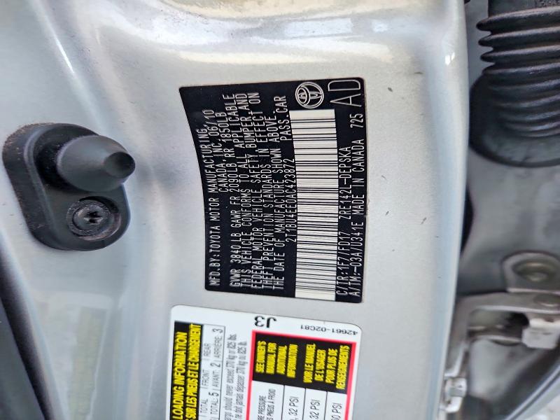 Aukcja sprzedaży 2010 Toyota Corolla, vin: 2T1BU4EE0AC423872, numer aukcji: 54806386