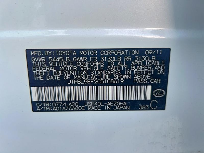 Продажа на аукционе авто 2012 Lexus Ls 460, vin: JTHBL5EF2C5108619, номер лота: 55102826