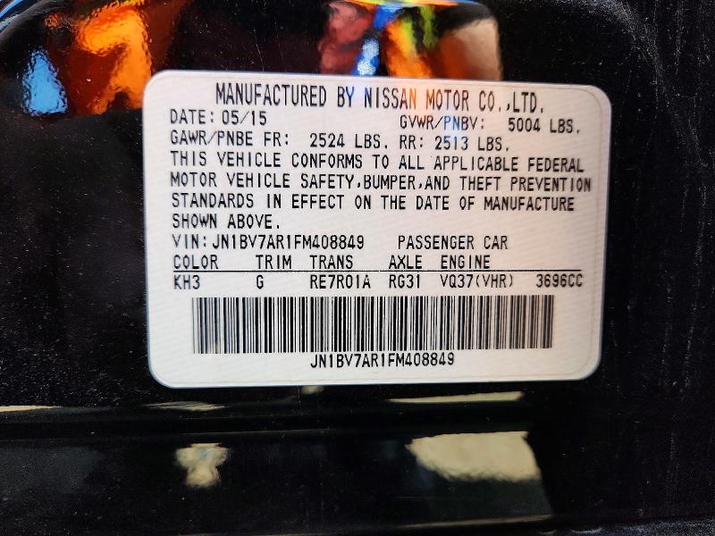 Aukcja sprzedaży 2015 Infiniti Q50, vin: JN1BV7AR1FM408849, numer aukcji: 54979516