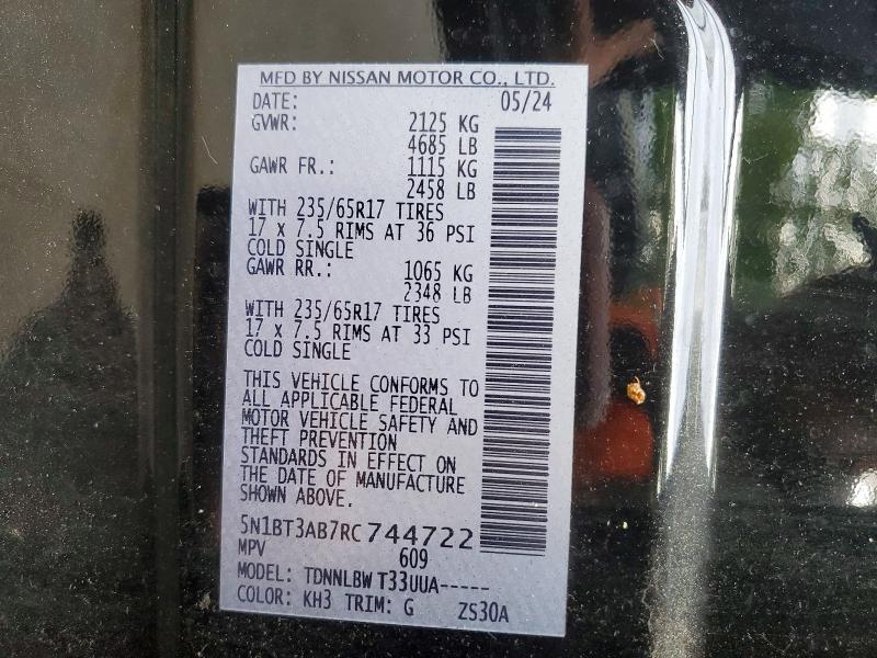 53768006 :رقم المزاد ، 5N1BT3AB7RC744722 vin ، 2024 Nissan Rogue مزاد بيع