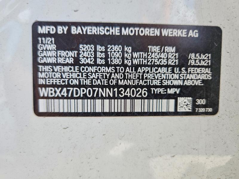Aukcja sprzedaży 2022 Bmw X3, vin: WBX47DP07NN134026, numer aukcji: 53888346