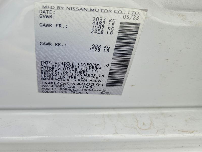 Продажа на аукционе авто 2023 Nissan Altima, vin: 1N4BL4CW5PN400291, номер лота: 53641166