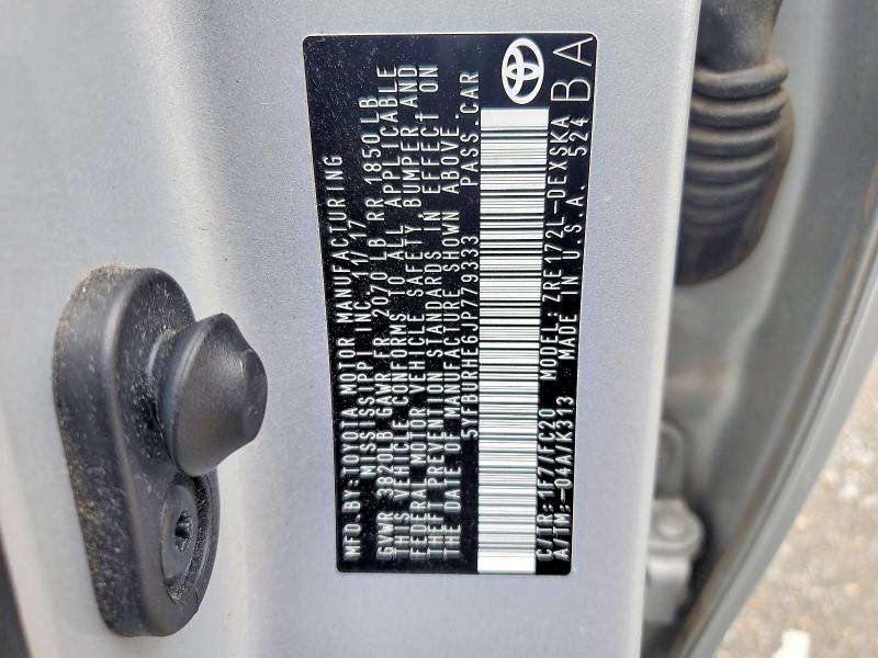 54610816 :رقم المزاد ، 5YFBURHE6JP779333 vin ، 2018 Toyota Corolla مزاد بيع