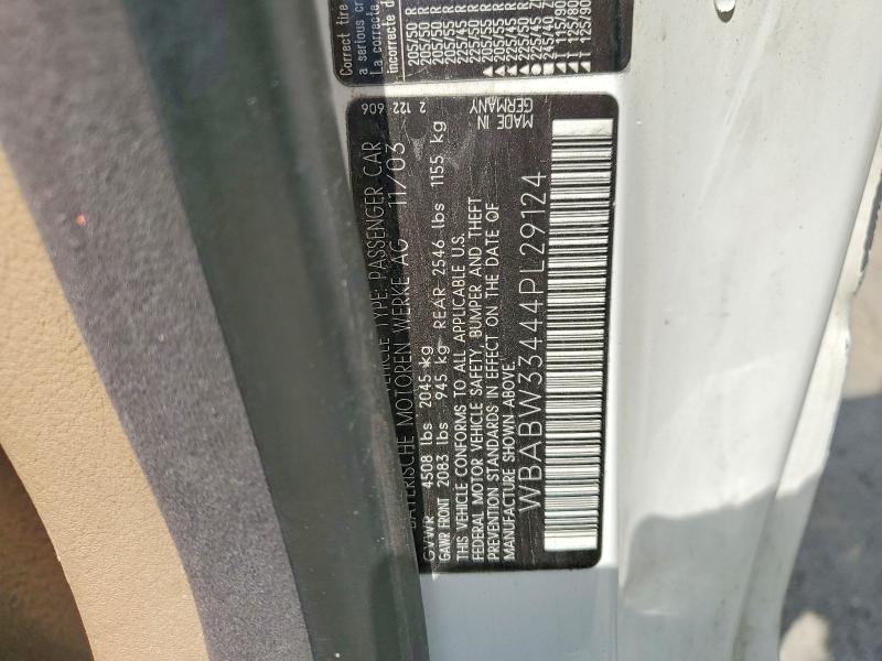 53216706 :رقم المزاد ، WBABW33444PL29124 vin ، 2004 Bmw 325 مزاد بيع