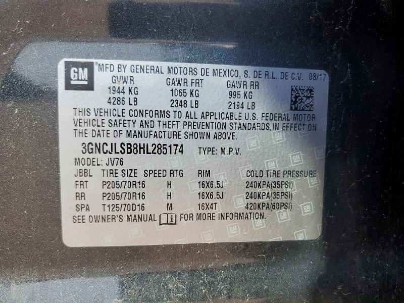 Продажа на аукционе авто 2017 Chevrolet Trax, vin: 3GNCJLSB8HL285174, номер лота: 54644786