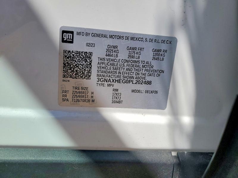 Продаж на аукціоні авто 2023 Chevrolet Equinox, vin: 3GNAXHEG0PL202488, номер лоту: 52869406
