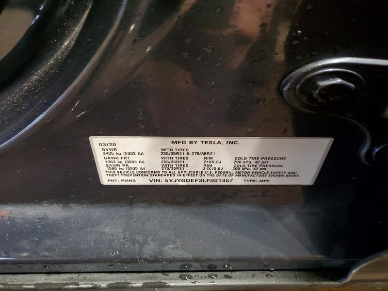 Продаж на аукціоні авто 2020 Tesla Model Y, vin: 5YJYGDEF3LF001457, номер лоту: 51315276