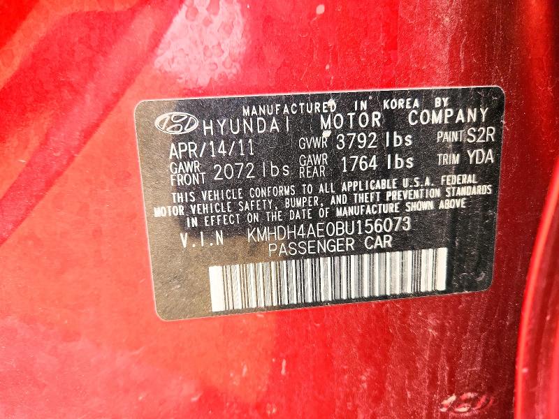 2011 Hyundai Elantra მანქანა იყიდება აუქციონზე, vin: KMHDH4AE0BU156073, აუქციონის ნომერი: 55733166