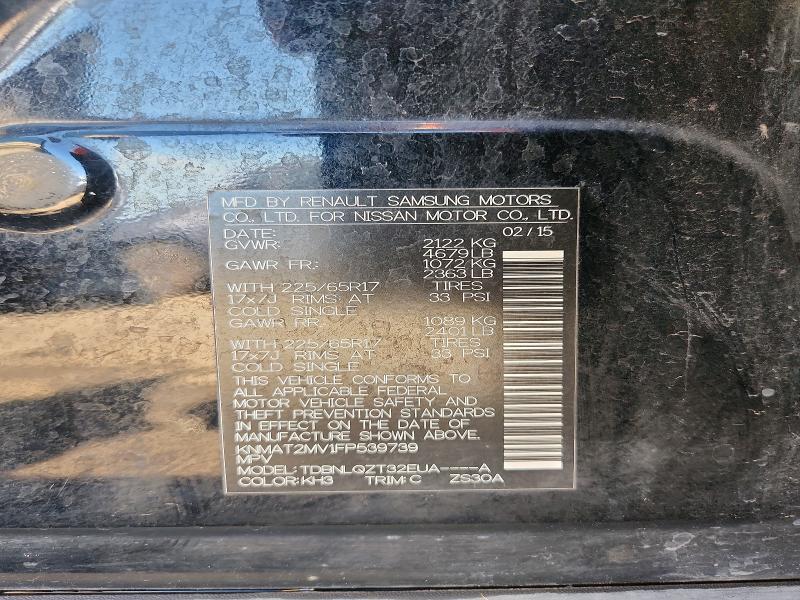 51670326 :رقم المزاد ، KNMAT2MV1FP539739 vin ، 2015 Nissan Rogue مزاد بيع