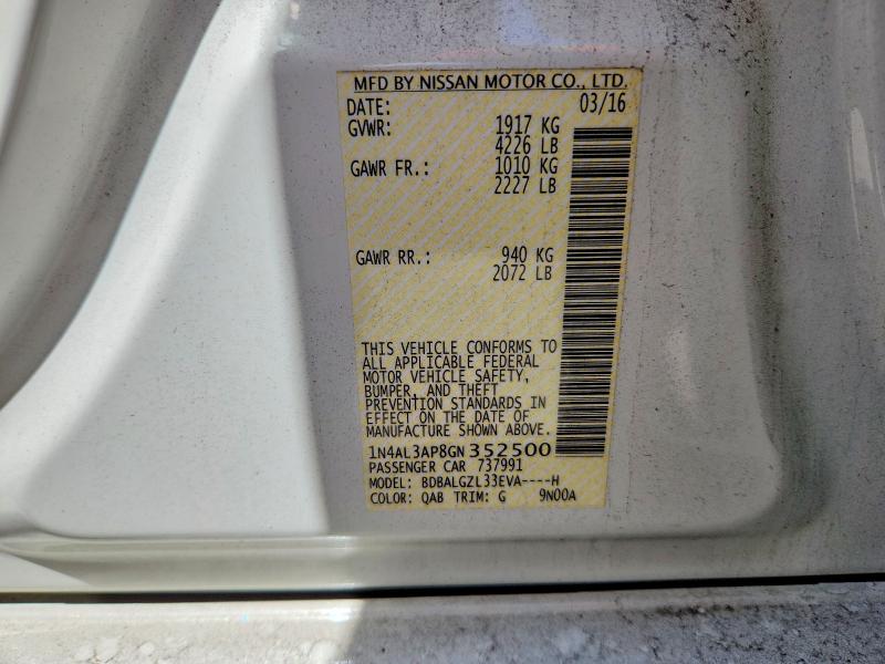 53949126 :رقم المزاد ، 1N4AL3AP8GN352500 vin ، 2016 Nissan Altima مزاد بيع