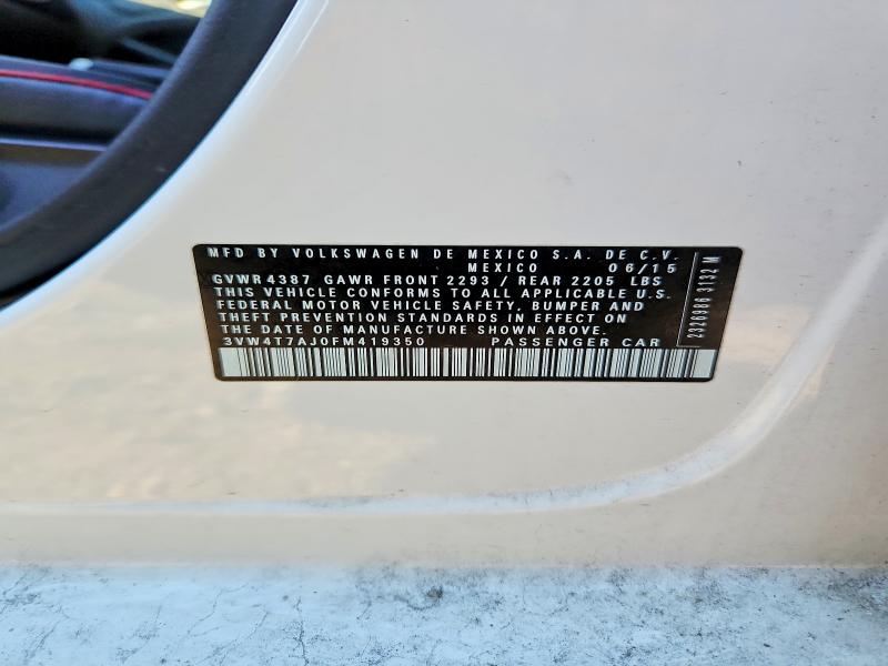 Продаж на аукціоні авто 2015 Volkswagen Jetta, vin: 3VW4T7AJ0FM419350, номер лоту: 51998856