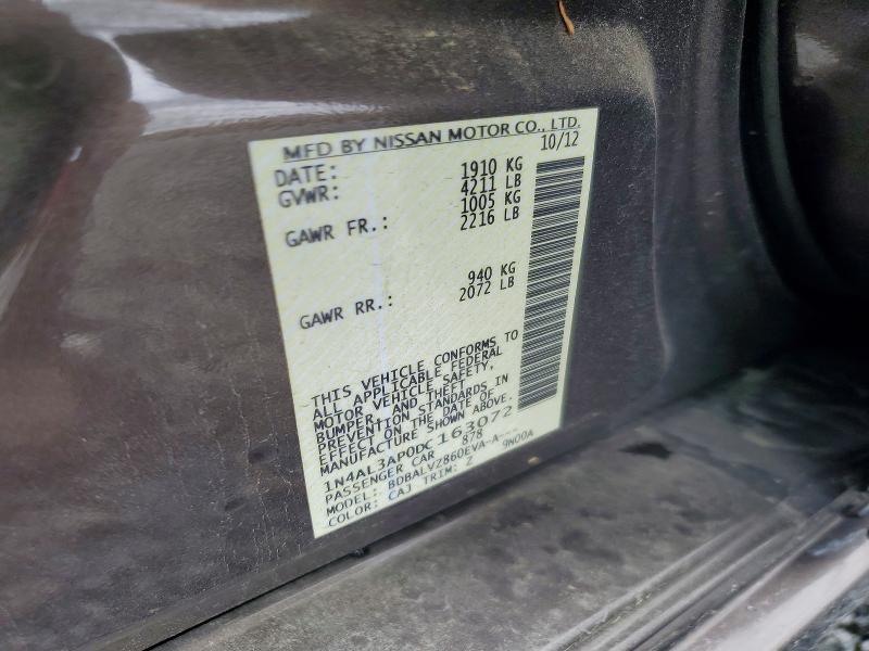 2013 Nissan Altima მანქანა იყიდება აუქციონზე, vin: 1N4AL3AP0DC163072, აუქციონის ნომერი: 52478226