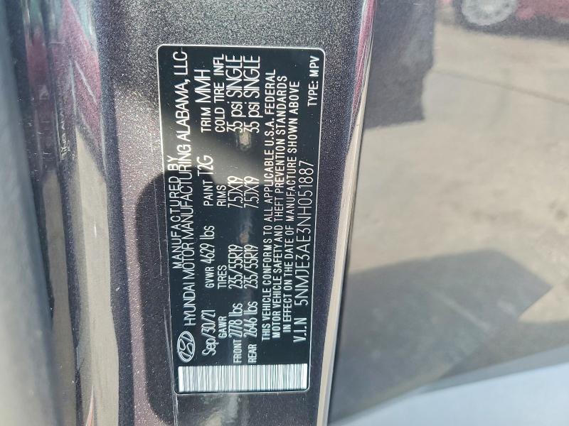 Aukcja sprzedaży 2022 Hyundai Tucson, vin: 5NMJE3AE3NH051887, numer aukcji: 53472376
